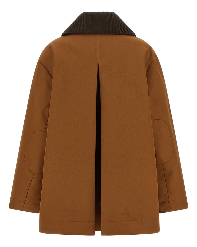 Ganni Twill with Contrast Corduroy Collar Jacket — Brown Brown