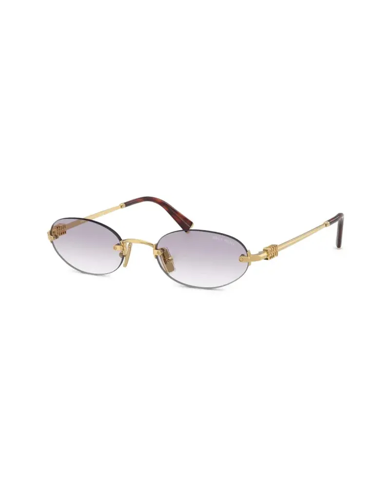 Miu Miu MUA54S5AK04O Oval Metal Frame Sunglasses — Gold Gold