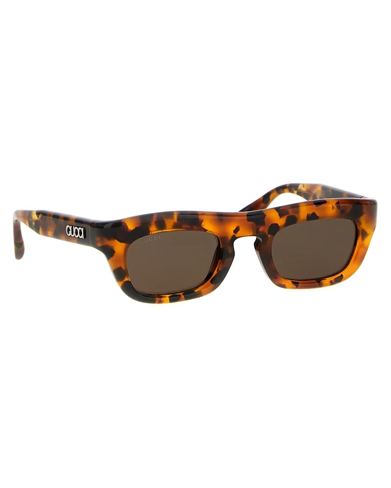 Gucci Tortoiseshell Rectangular Sunglasses — Tortoiseshell Brown