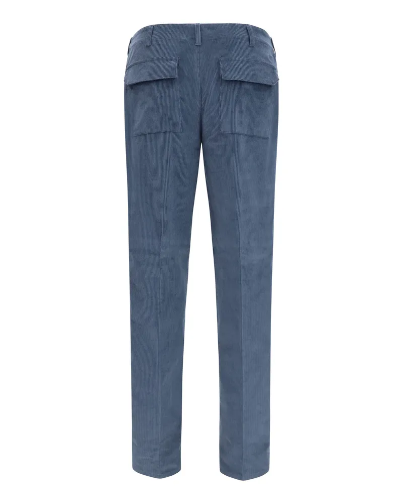 Etro Men's Roma Stretch Cotton Corduroy Pants Carta Da Zucchero Cotton; Elastane Trousers Blue