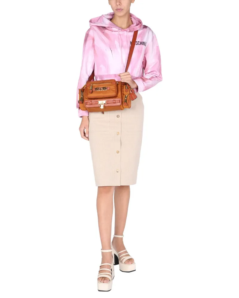 Moschino Art Theme Cropped Sweatshirt — Pink Pink
