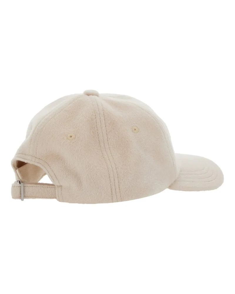 Jacquemus Women's Beige Wool Baseball Cap With Front Embroidery Hat Beige