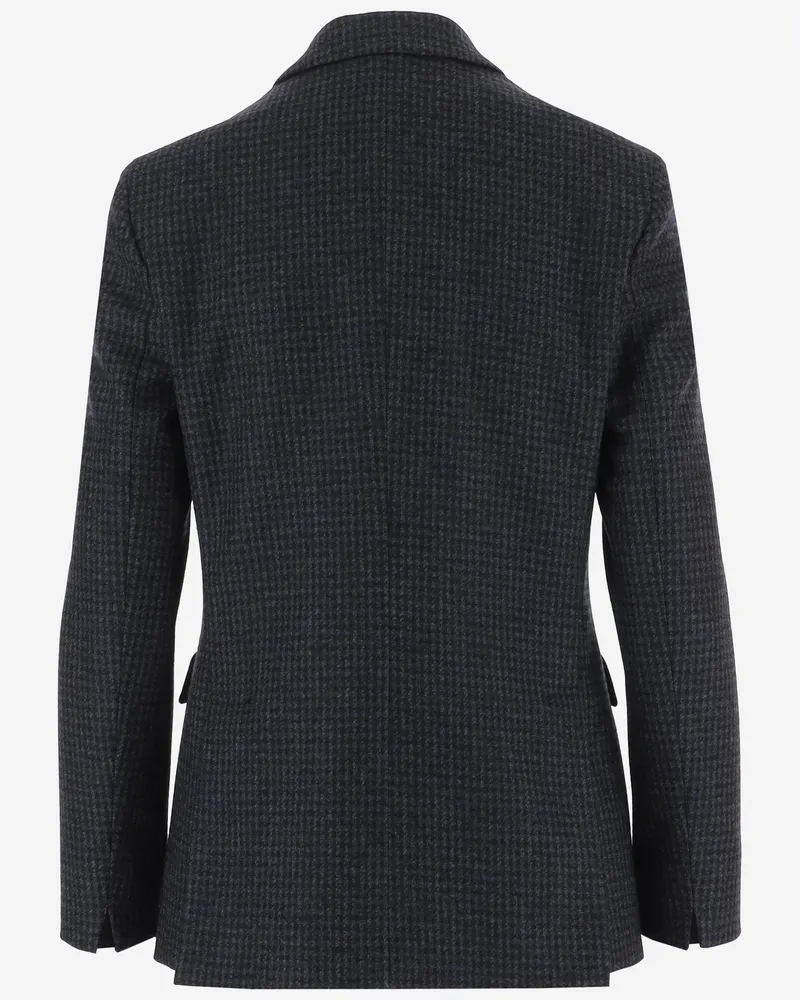LARDINI Women's Wool-Blend Check Pattern Jacket Grey Gray