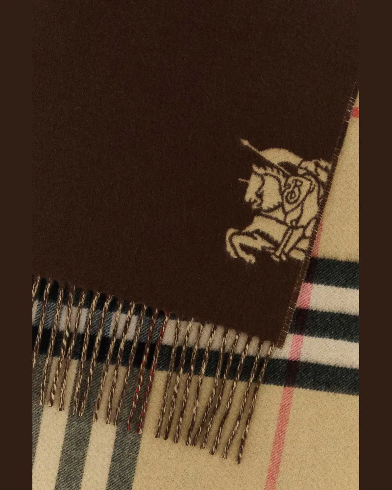 Burberry Unisex Brown Cashmere Reversible Scarf Sand Exterior: Sciarpe E Foulard Brown