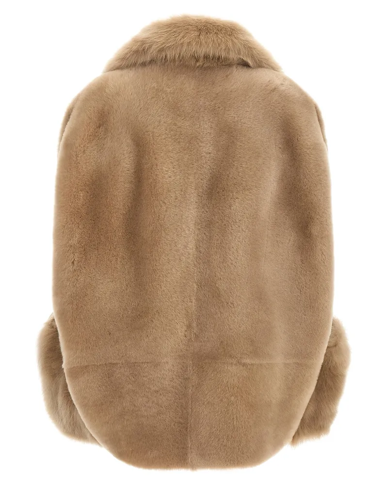 BLANCHA Women's Beige Lamb Fur Sleeveless Jacket Clothing Beige