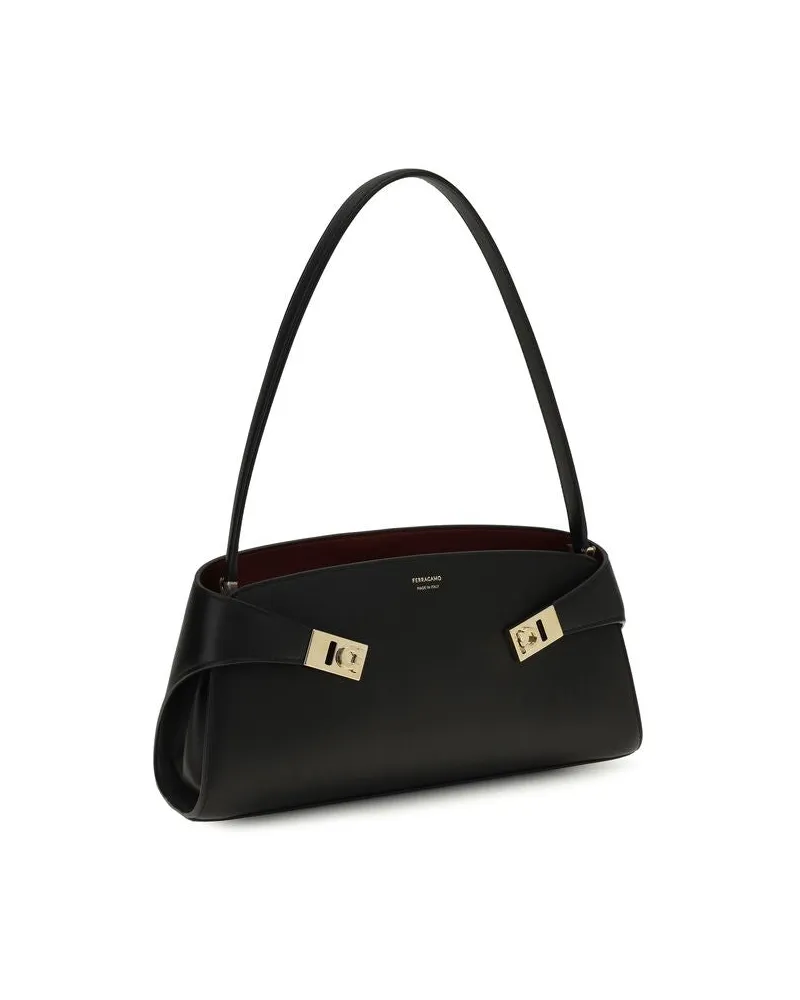 Ferragamo Hug Shoulder Bag — Black Black
