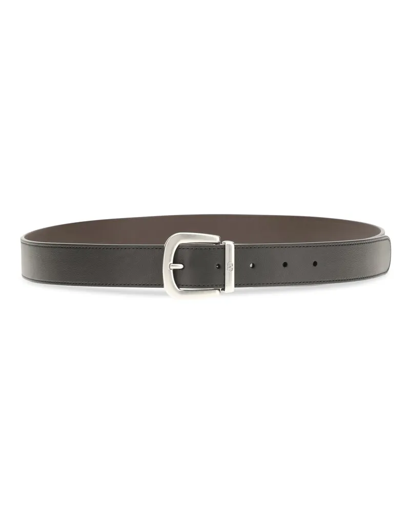Valentino Garavani Reversible Calf Leather Belt — Black Black
