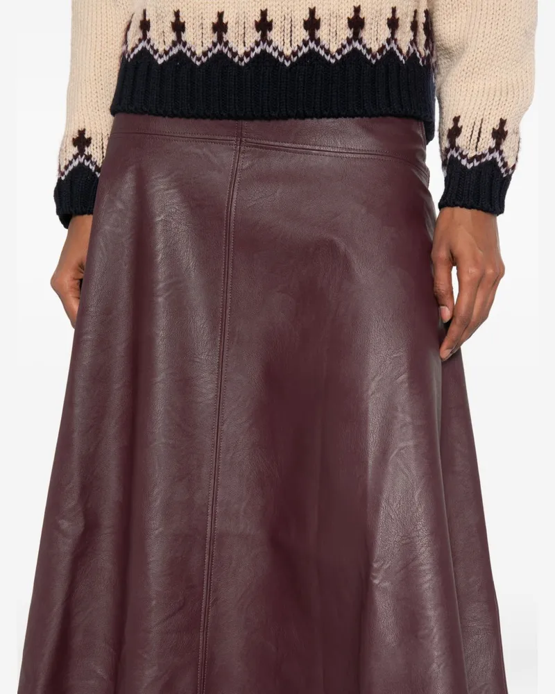 forte_forte Eco Leather A-Line Skirt — Burgundy Burgundy
