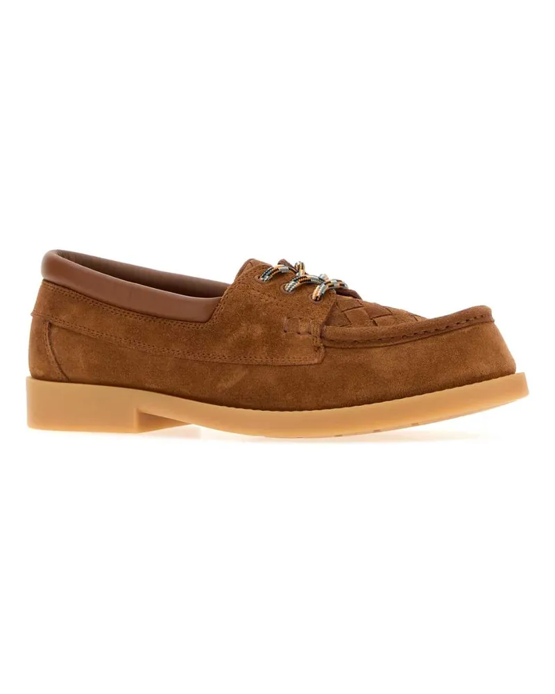 Bottega Veneta Men's Caramel Suede Pier Boat Shoes Tannin Mocassini Loafers Brown