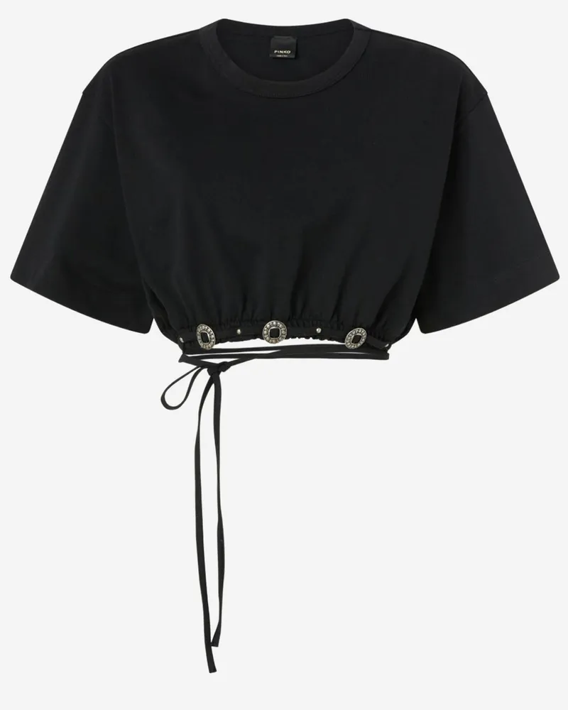 Pinko Women Cotton Top Black Tops Black