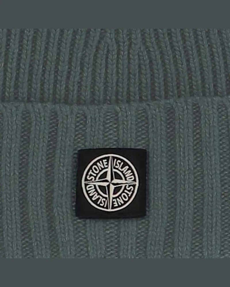 Stone Island Boys' Wool Blend Beanie With Logo Light Green Hat Green