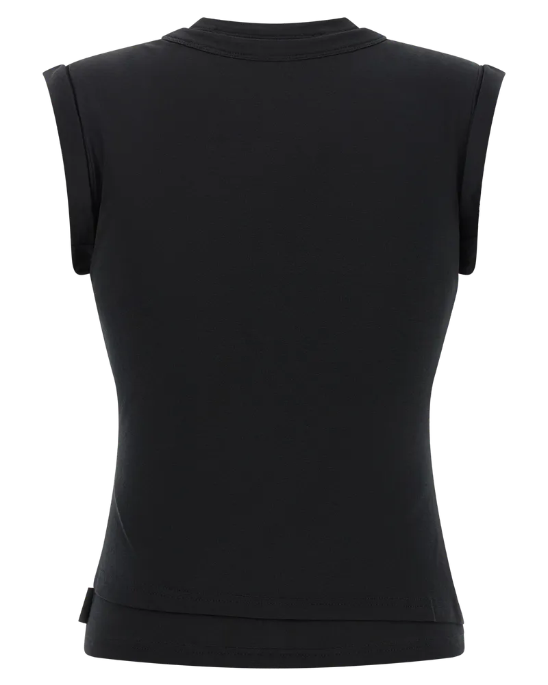 Alexander Wang Women's Black Cotton Sleeveles T-Shirt Black
