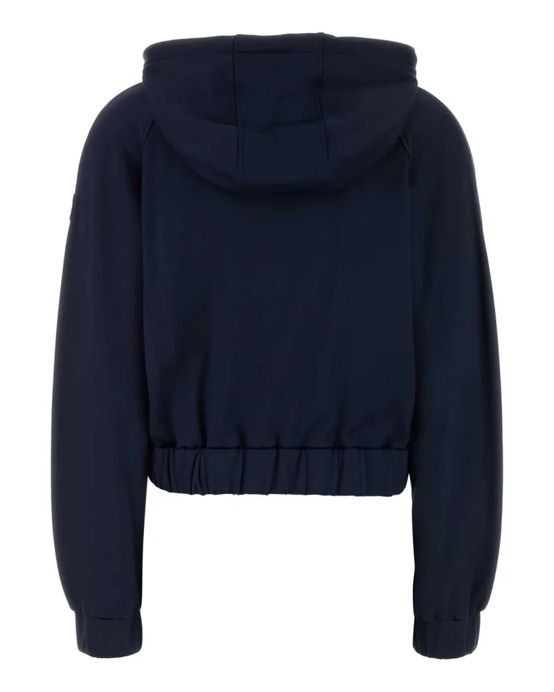 Moncler Women's Blue Stretch Jersey Sweatshirt 772 Maglieria Sweater Navy
