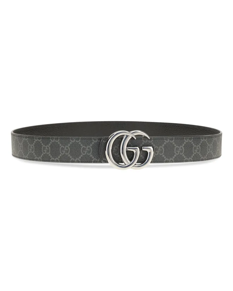 Gucci Men's Reversible Gg Marmont Belt Black-Black Calf Leather Bos Taurus E Braces Black/black Black