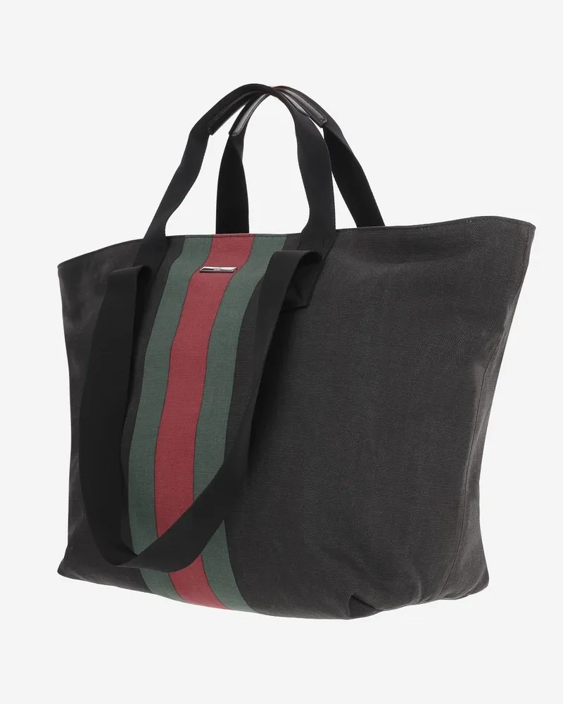 Gucci Men's Shopping Bag Positano Black Canvas Cotton Shoulder Black