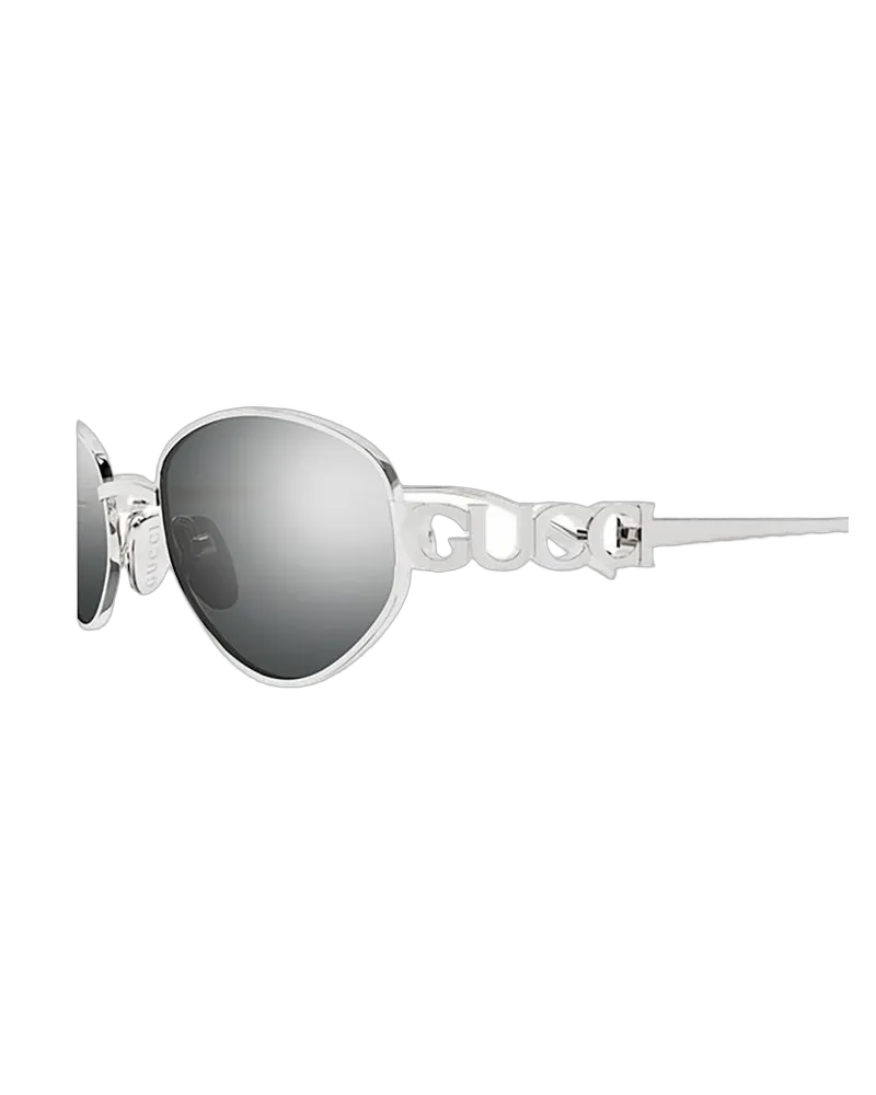 Gucci Unisex Sunglasses Metallic Metal Silver