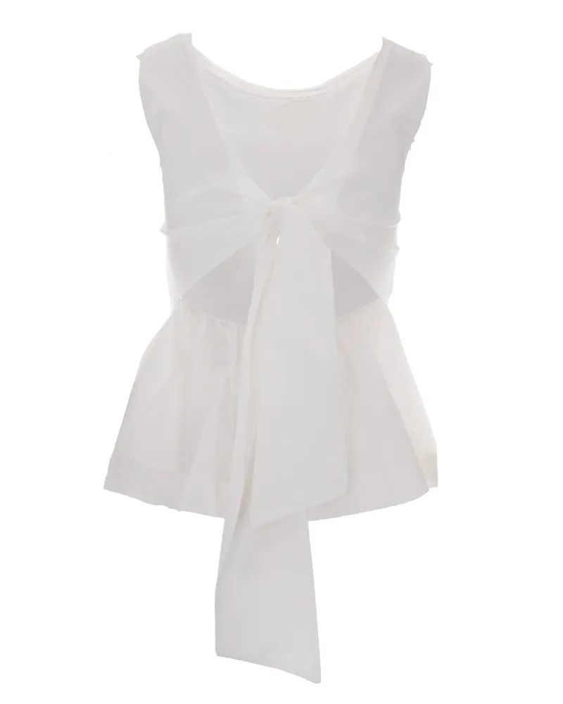 Liu Jo Women's Bow-Back Top Wool White Cotton Tops White