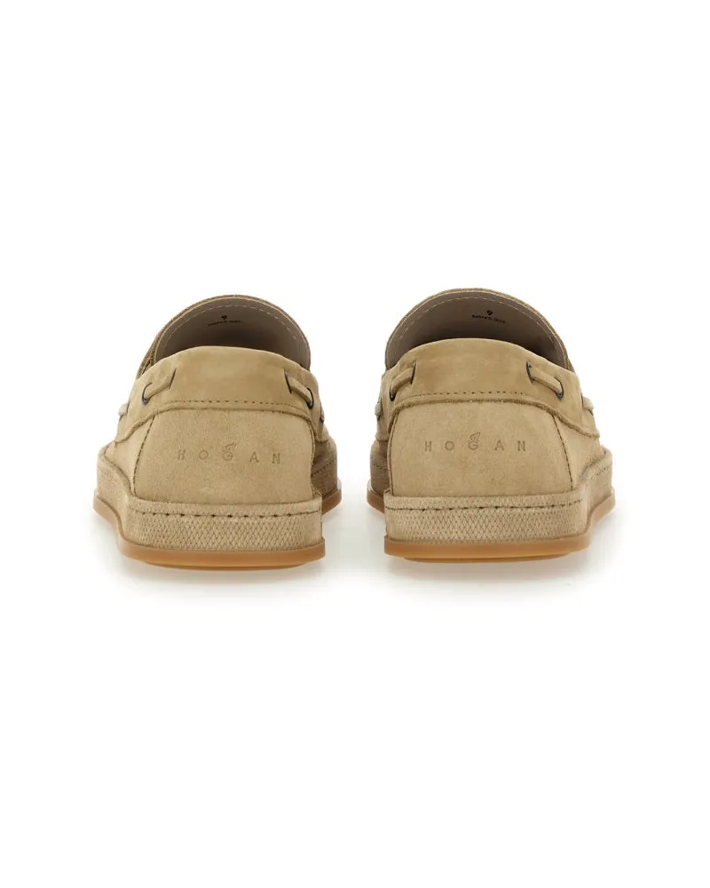 Hogan Calfskin Boat Loafer — Beige Beige