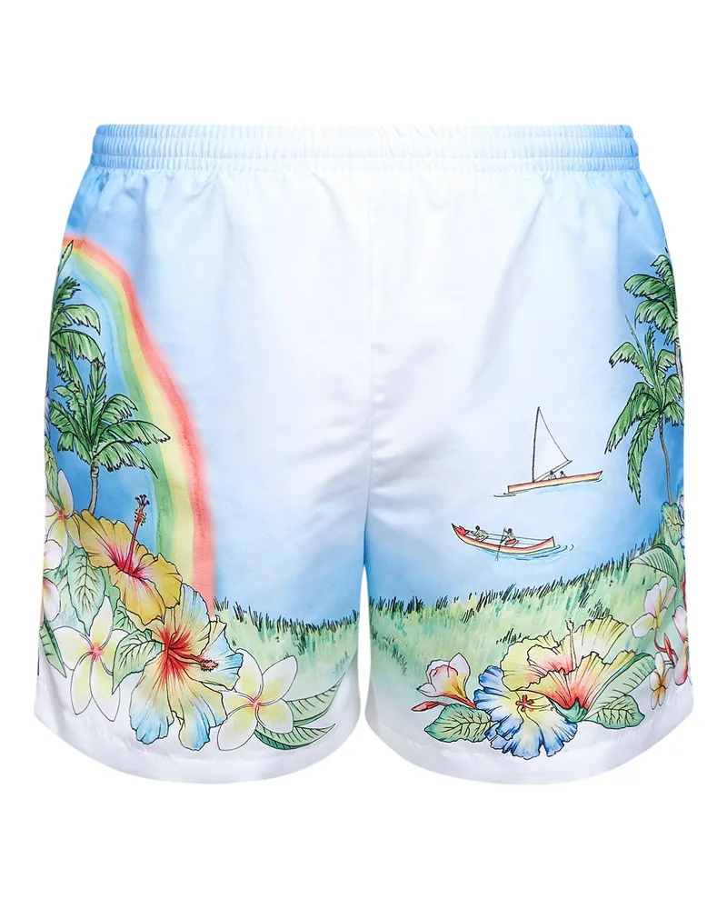 Casablanca Paris Men's Printed Technical Fabric Aloha Swim Shorts Polyester Multicolor
