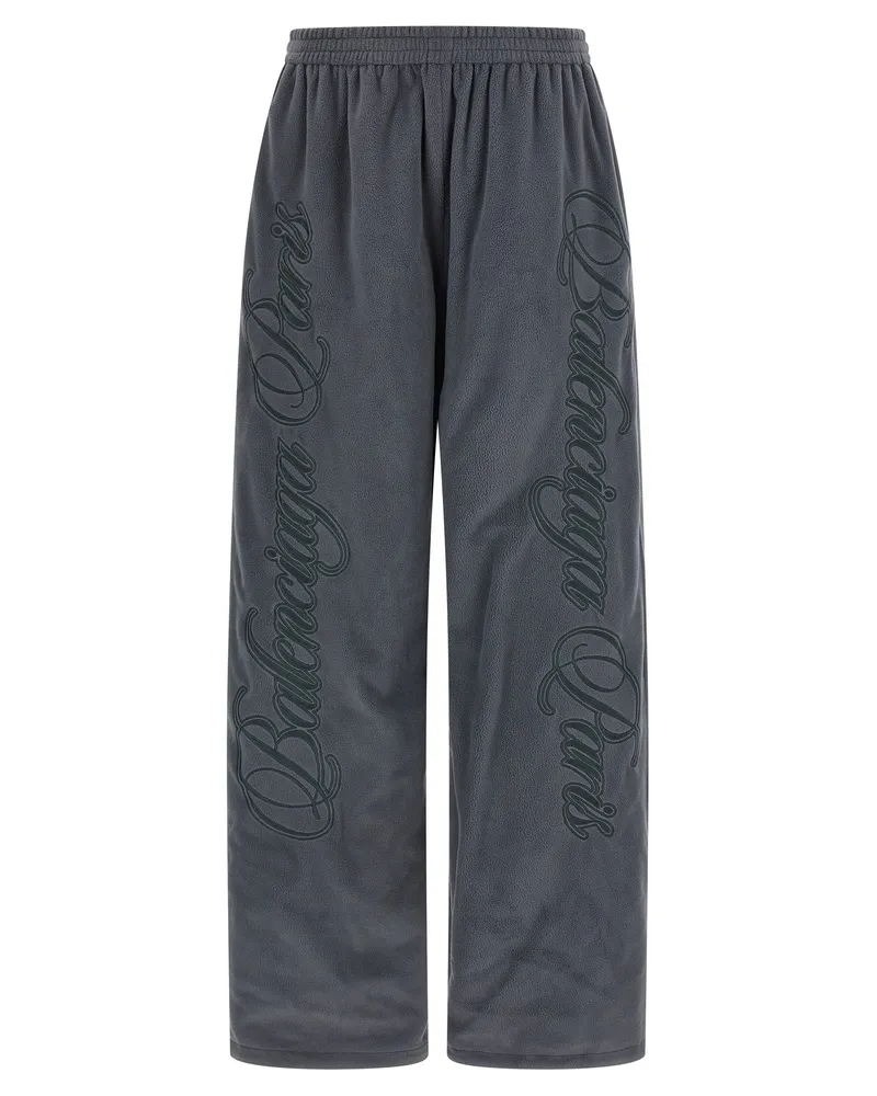 Balenciaga Reversible Cursive Embroidery Joggers — Black Black