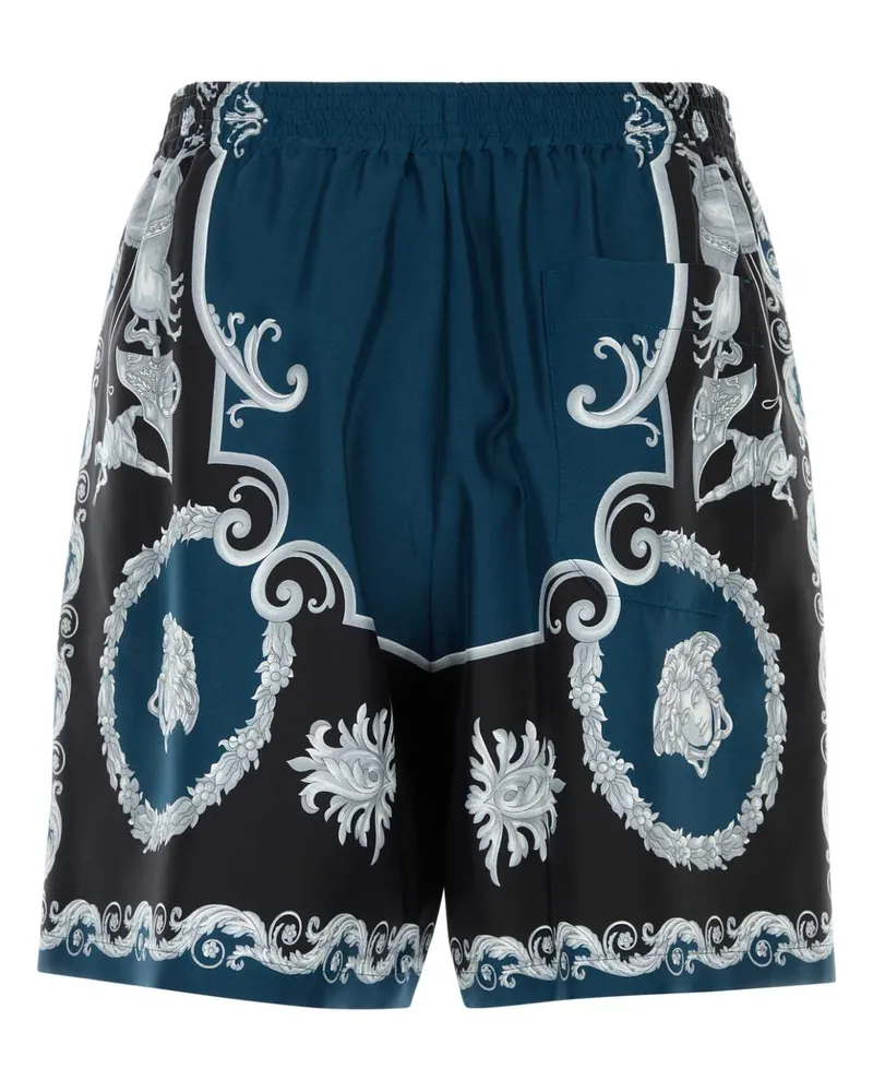 Versace 10222251a16096 5be50 Blackpetrolblue Exterior: Silk Bermuda Short Teal