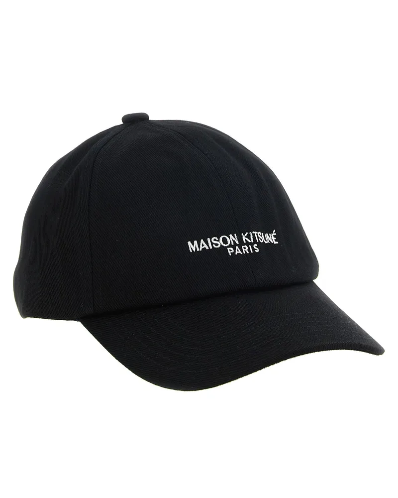 Kitsuné Embroidered Logo Baseball Cap — Black Black