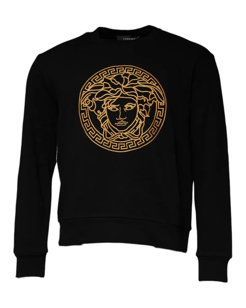 Versace Men's Medusa Embroidery Sweatshirt Black Cotton Sweatshirts Black