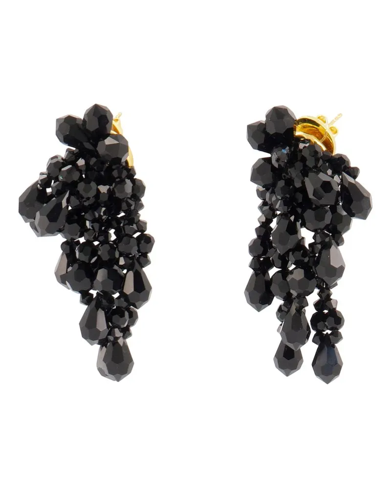 Simone Rocha Beaded Chandelier Earrings — Black Black