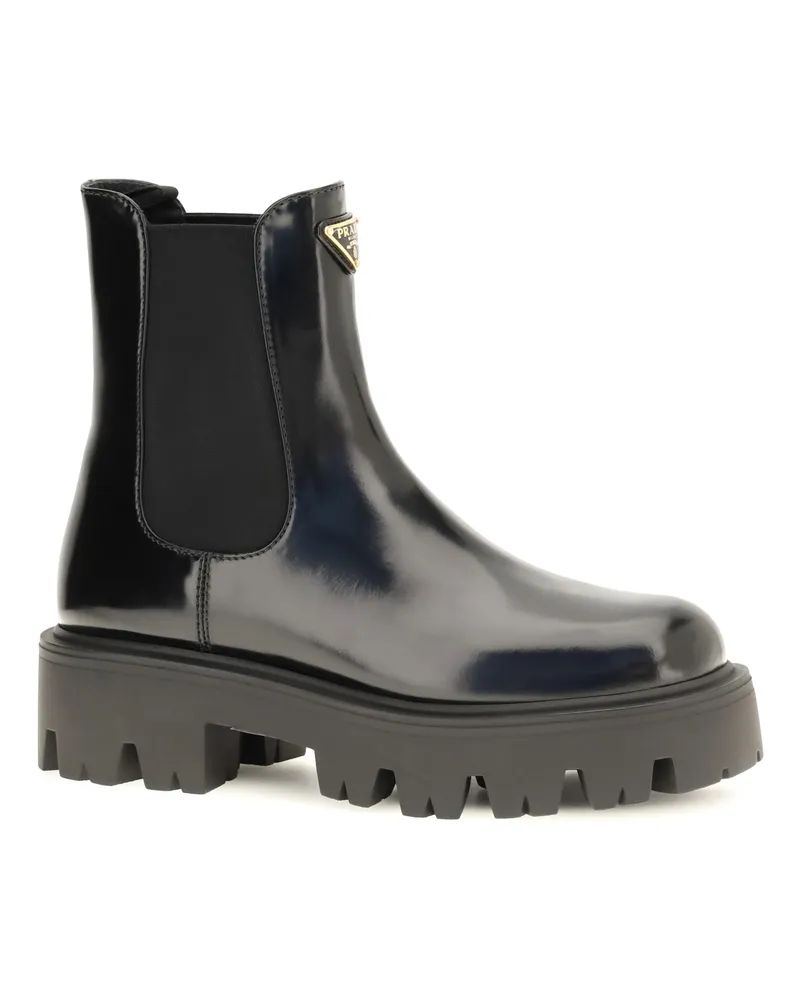 Prada Women's Ankle Boots Brushed Leather Black Black