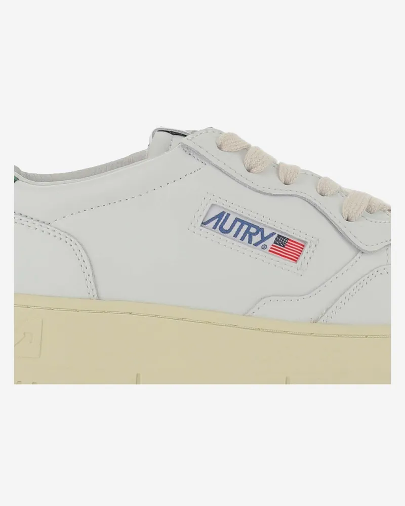 AUTRY Men's Sneakers Medalist Low Green Cow Leather; Sole: Rubber Trainers White