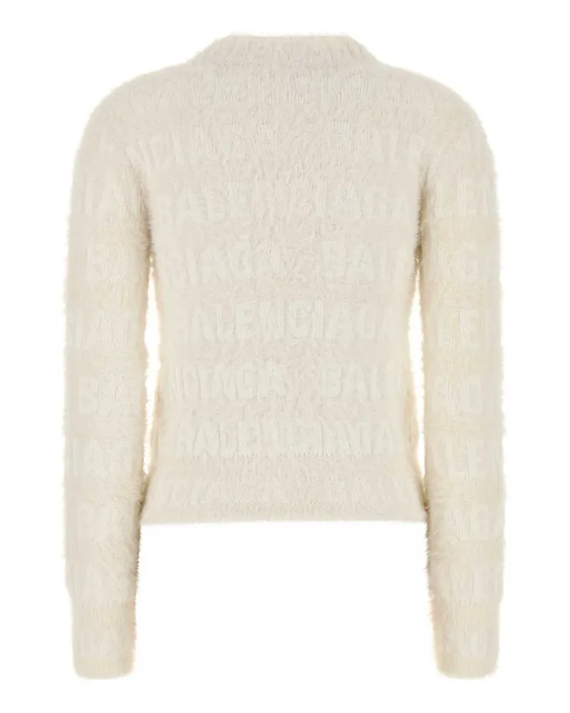 Balenciaga Women's Ivory Wool Blend Sweater Exterior: Nylon Maglieria White