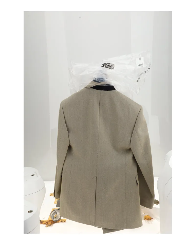 Celine Men's Jacket Colonne Moss Polyester Beige