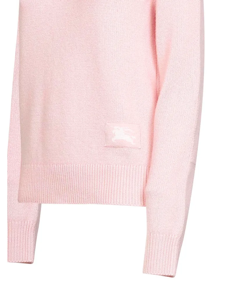 Burberry Knight Intarsia Knit Cashmere Sweater — Pink Pink