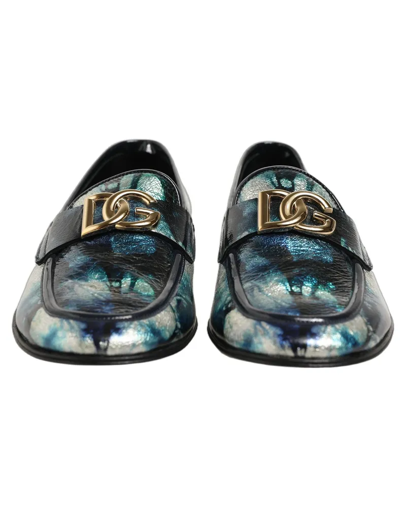 Dolce & Gabbana Metallic Leather Loafer — Blue Blue