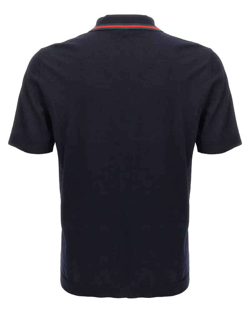 Gucci Web Ribbon Collar Polo Shirt — Black Black