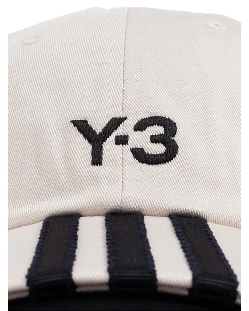 Y-3 Men's Stripes Logo Baseball Cap White Accessories > Beanies & Hats White
