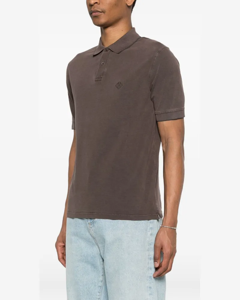 Herno Logo-Embroidered Cotton Polo Shirt — Brown Brown