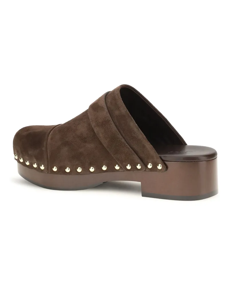 Chloé Women's Clog Mules Jeannette Chocolate Brown Calf Leather (bos Taurus) Sandal Brown