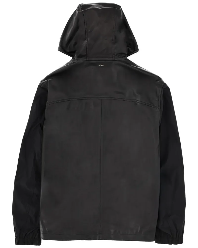 HUGO BOSS Leather Blend Jacket — Black Black