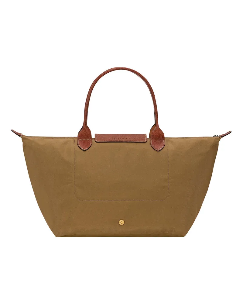 Longchamp Women's Shoulder Bag With Green Leather Zip Polyamide Brown