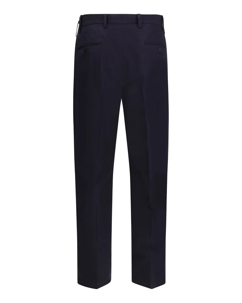 Prada Tailored Cotton Poplin Trousers — Navy Navy