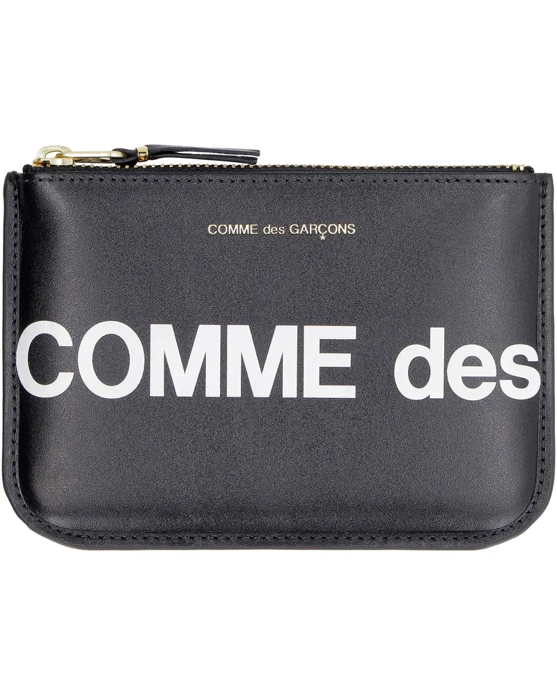 Comme des Garçons Men's Leather Pouch With Logo Detail, Black Cow Hide Wallets & Cardholders Black