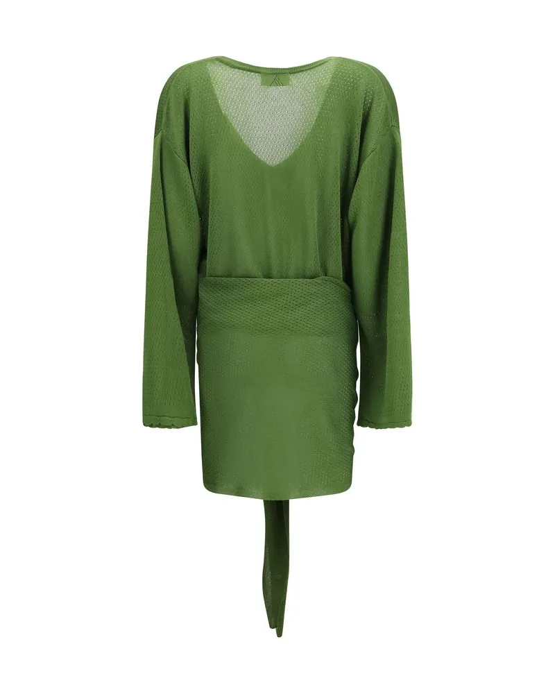 ATTICO Women's Bicolor Viscose Casual Dress Green