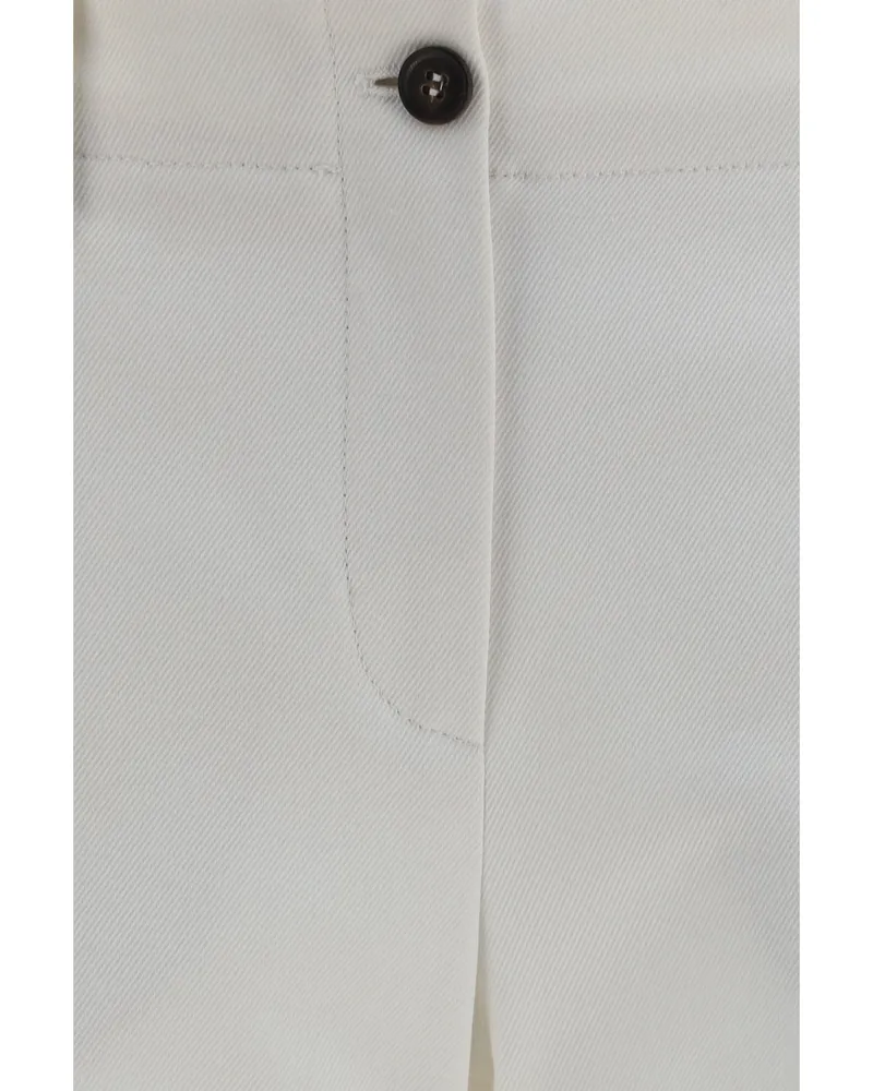 Brunello Cucinelli Women's Slim Flared Trousers Off White Cotton White