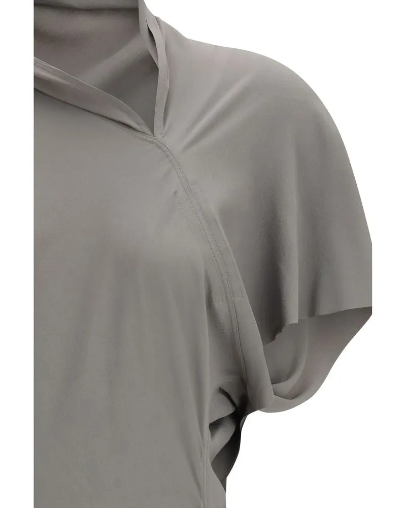 Rick Owens Asymmetric Acetate-Silk Dress — Gray Gray