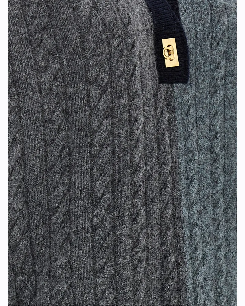 Ferragamo Color-Block Virgin Wool Cardigan — Multicolor Multicolor
