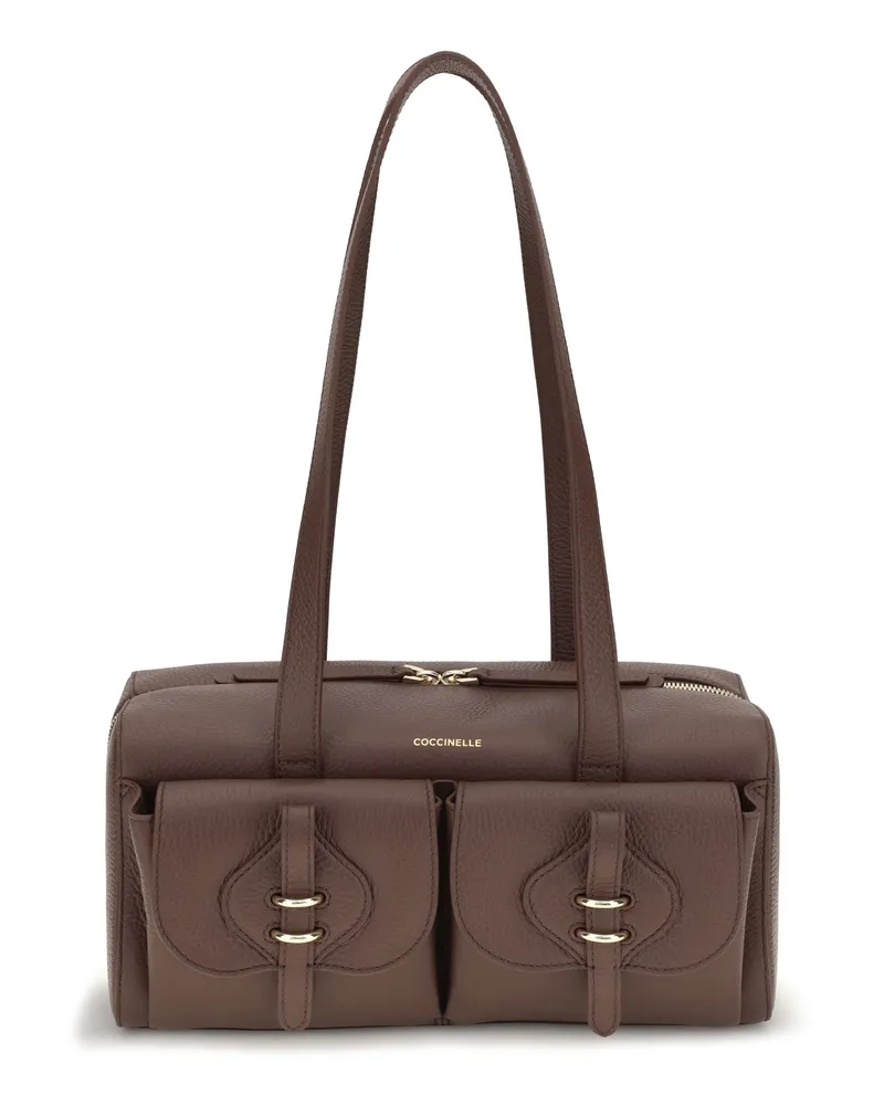Coccinelle Women's Calf Leather Shoulder Bag Mavery Berry Brown