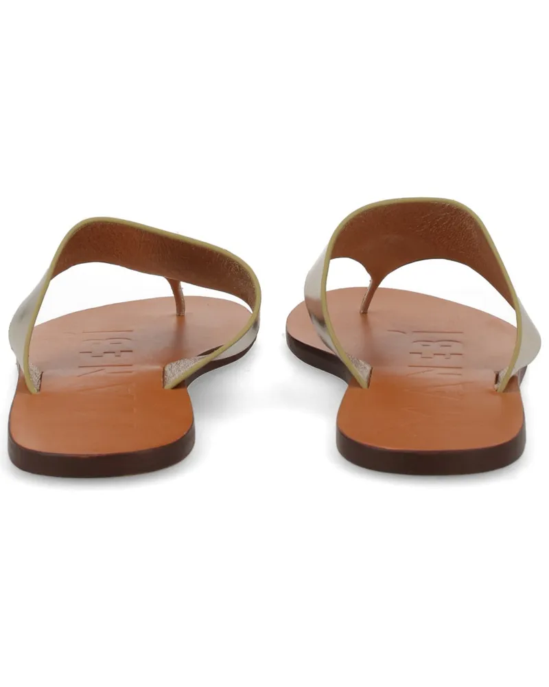 Manebí Goat Leather Thong Sandals — Silver 