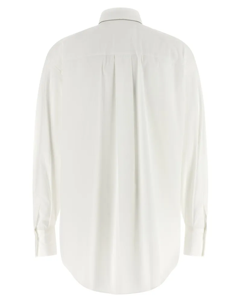 Brunello Cucinelli Cotton Poplin with Removable Tie Shirt — White White