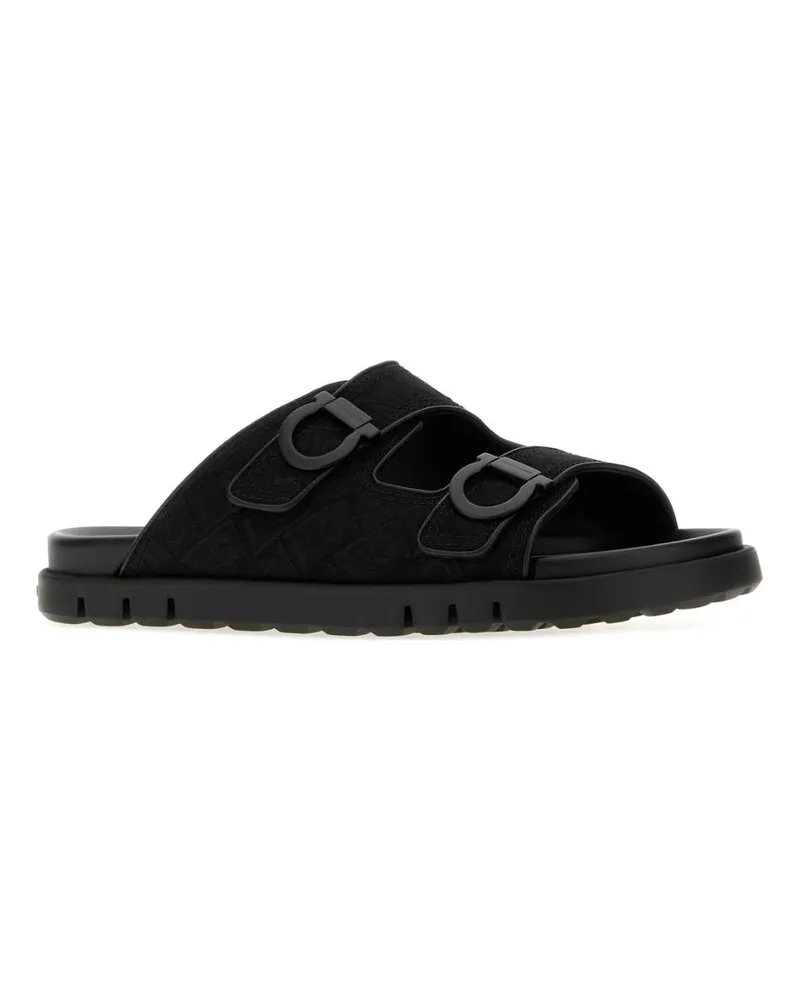 Ferragamo Men's Black Jacquard Colly Slippers Nerologonerolucidoneronero1000 Sandali Sandal Black